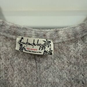 Free People Intimately Light Heather Gray Fuzzy Knit Crew Sweater